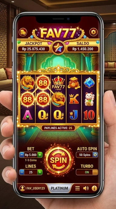 Screenshot aplikasi fav77 menunjukkan proses unduh yang cepat.